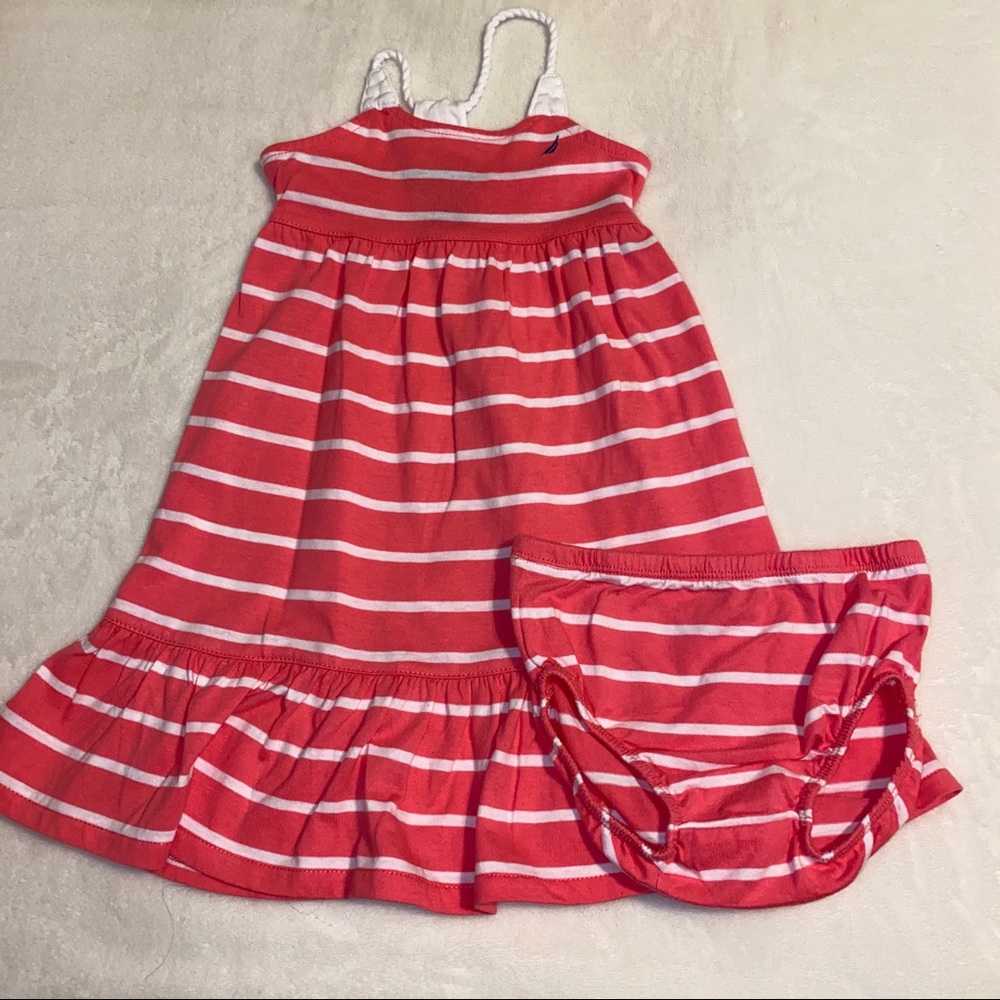Pink/white striped dress